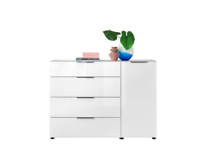 Kommode Santorin 135 x 99 cm Weiß/Glasfronten