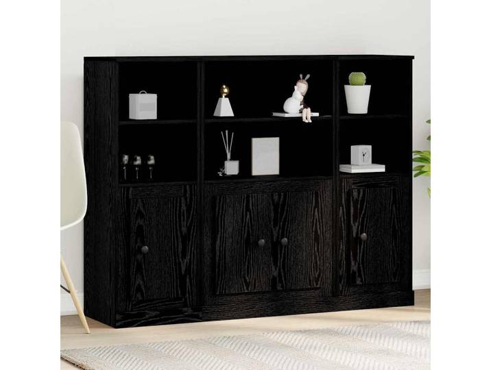 vidaXL Highboard noir imitation chêne 132 x 35\,5 x 103\,5 cm