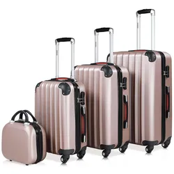 Casaria monzana Hartschalenkoffer-Set Baseline 4-tlg. Rosé ABS