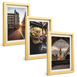 BILDER SET 3er Set - 20x30 cm Goldrahmen - Bilder von Essen in der Stadt London