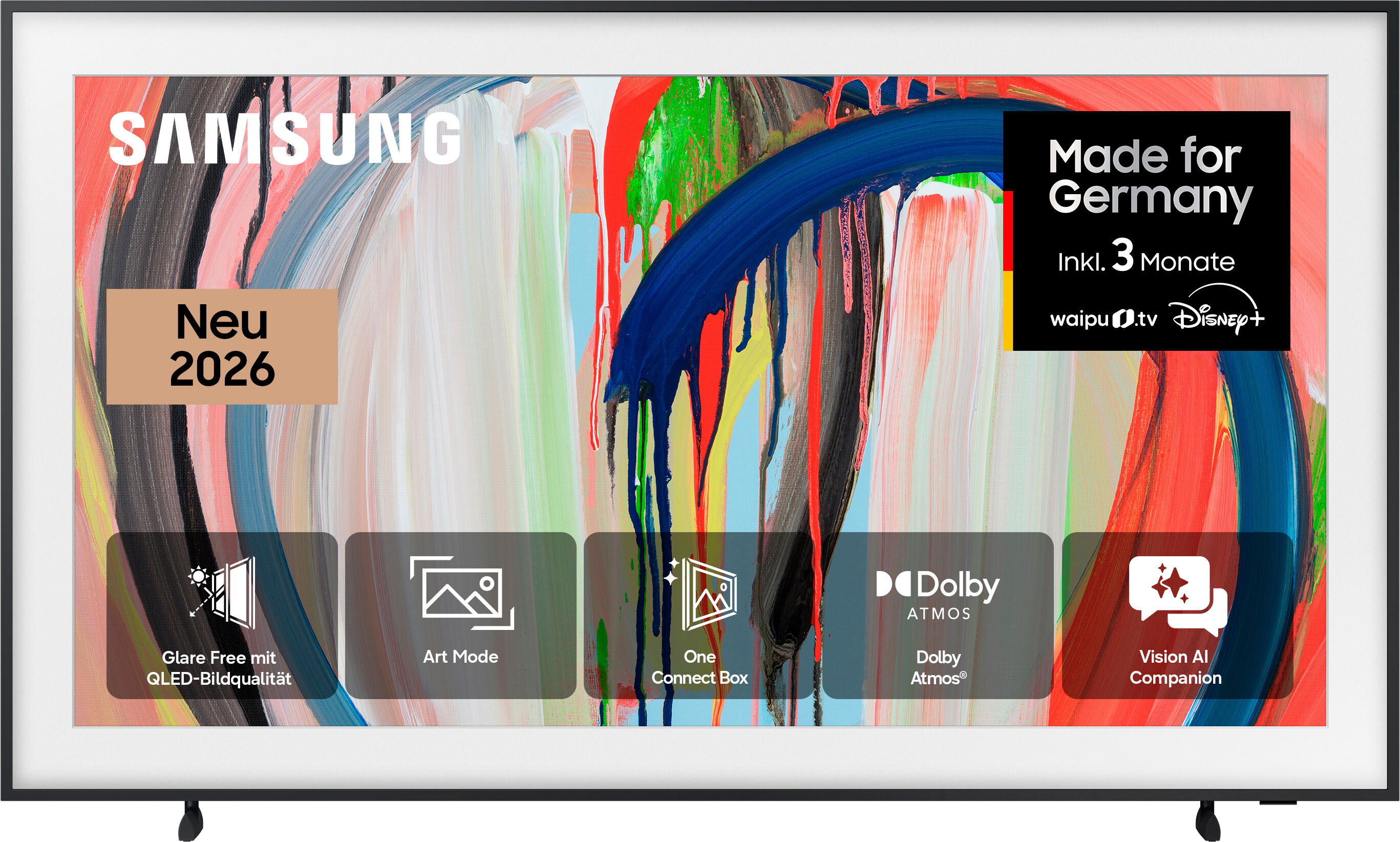 Samsung QLED-Fernseher "GQ55LS03HAU", Energieeffizienz: F, schwarz, 55 ″, Fernseher, The Frame, Art Mode Kunstwerke, Antireflexion, Rahmen austauschbar, QLED-Fernseher
