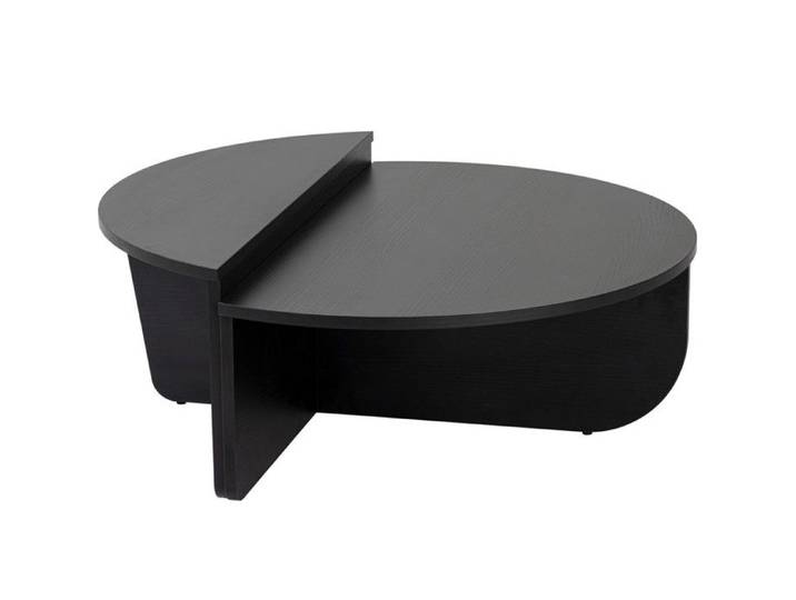Table basse modulable ronde effet Bois noir Ø90 cm - Selma