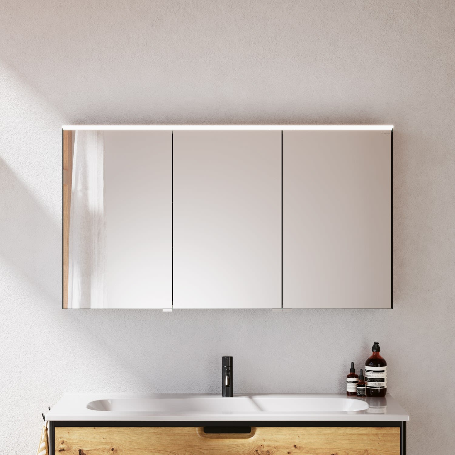 burgbad Vry Spiegelschrank 120,6 cm mit horizontaler LED-Beleuchtung, Badmöbel, SPIY120RPN610,