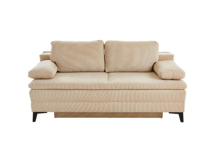 Novel Boxspringsofa Charlize, Beige, Metall, Füllung: Schaumstoffflocken, 200x100x108 cm, Stoffauswahl, Wohnzimmer, Sofas & Couches, Sofassofas