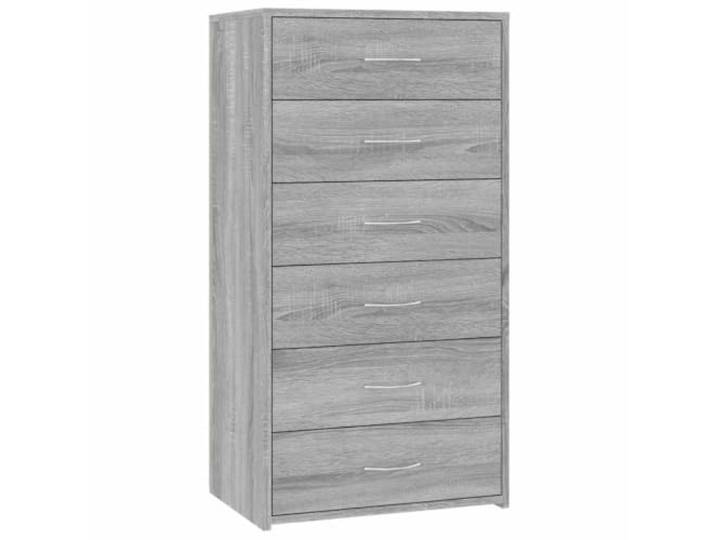 KGFHERENB Sideboard Grau Sonoma 50x34x96 cm Kommode mit 6 Schubladen Schlanke Kommode mit 6 Schubladen für Wohnzimmer und Flur. Bietet viel Stauraum für Bücher auf kleinem Raum.