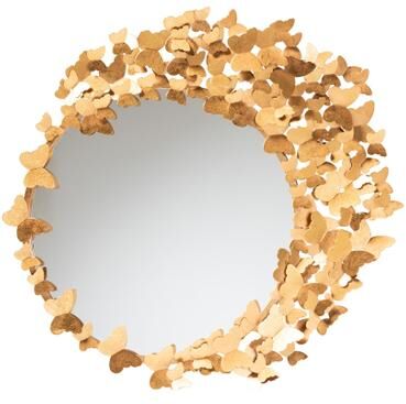 Tauriel Modern Glam And Luxe Antique Goldleaf Metal Butterfly Accent Wall Mirror by Baxton Studio in Gold