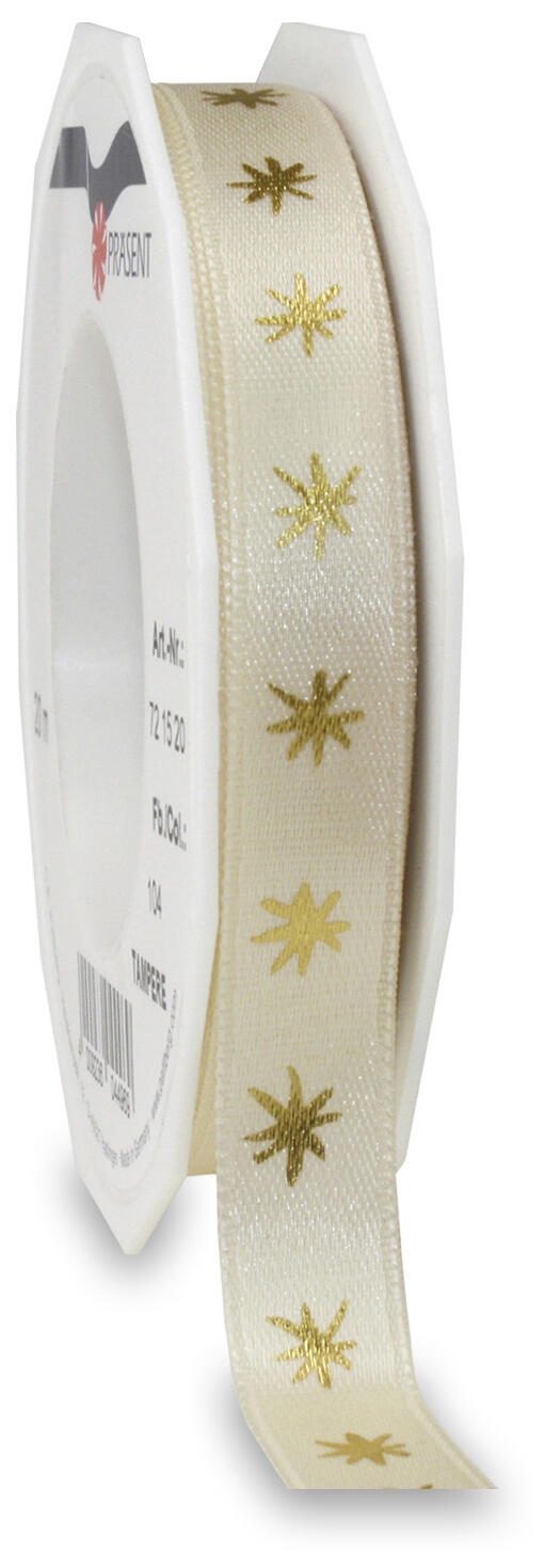 PRÄSENT Geschenkband, 15,0 mm x 20,0 m creme 721520104