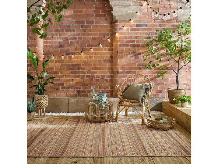 Outdoorteppich Farah Stripe Beige Polypropylen 160 x 230cm