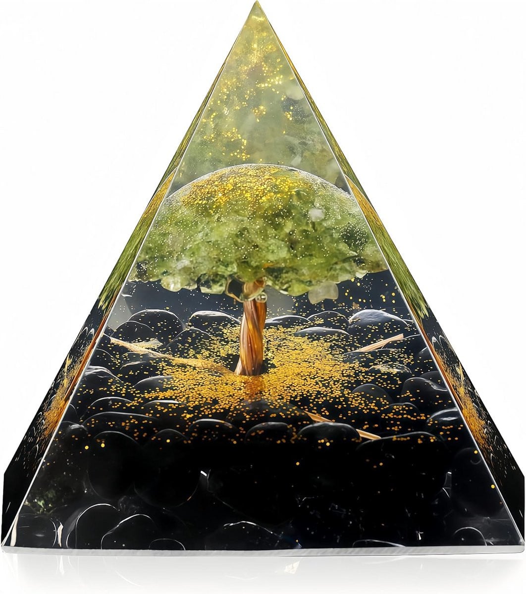 Orgon Energie Kristallen Piramide met Peridot en Obsidiaan voor Chakra Balans en Positieve Energie