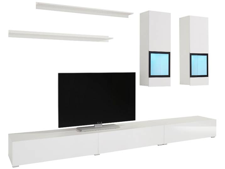 Wohnwand OTTO HOME Baros , weiß (weiß, weiß hochglanz), B:270cm, Kastenmöbel-Sets, Wohnwand