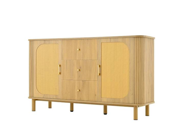 BUFFET in Naturholz- und Rattanoptik, Beige