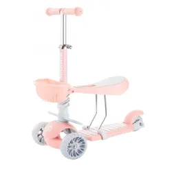 Makani Kinderroller BonBon 3 in 1, Dreirad, LED-Vorderräder, höhenverstellbar rosa