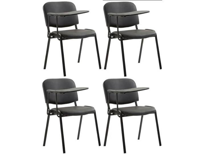 CLP 4er Set Stühle Ken Mit Klapptisch Kunstleder I Robuste Besucherstühle Mit Gepolsterter Sitzfläche Farbe schwarz