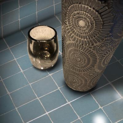 Moroccan Mosaic & Tile House Moroccan Zellige Mosaic Tile, 12in x 12in Panel , in Light Blue
