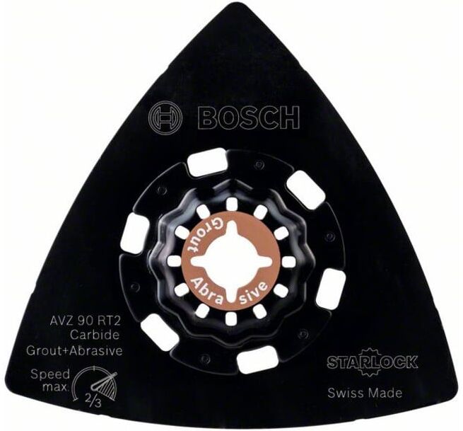 Plaque abrasive Carbide-RIFF BOSCH AVZ 90 RT2, 90 mm, Ponçage au carbure, grain 2 (2609256F13)