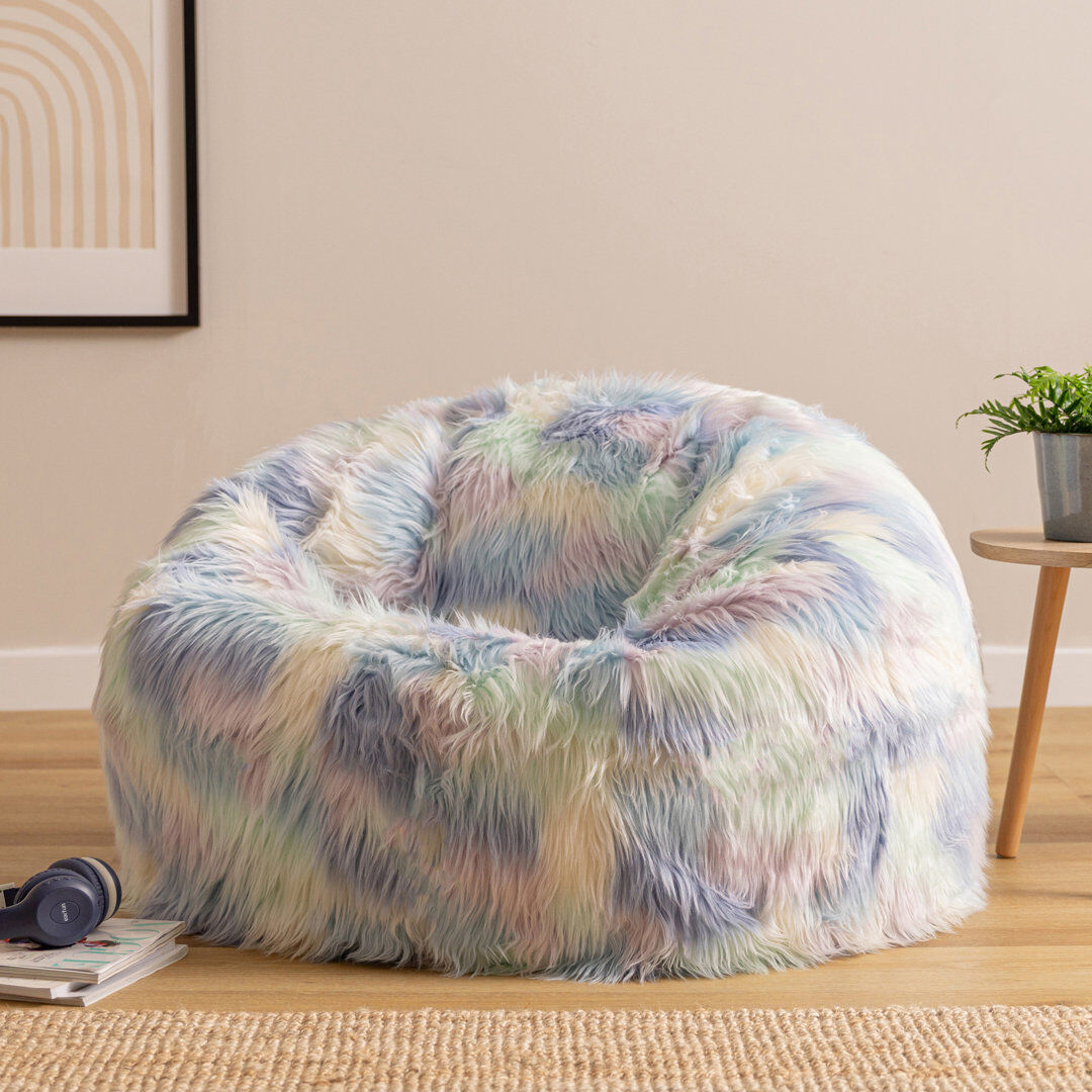 icon Fluffy Giant Bean Bag Chair Adult - Grey with Bean Bag Filling Unicorn Medium;Large