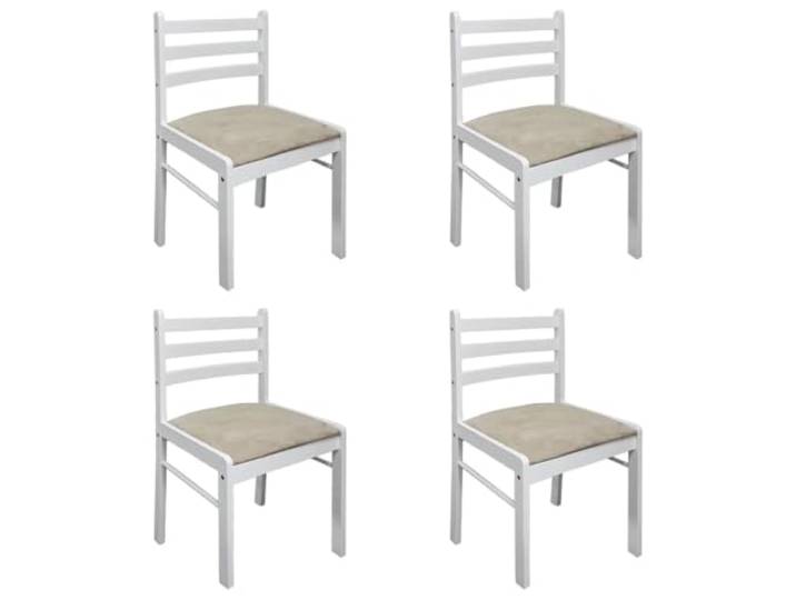 POUFGDR Esszimmerstühle, 4 Stück, weiß, Gummibaumholz, robust und Samt Quadratische Rückenlehne, gepolsterter Sitz, klassischer Stil, Gummibaumholz, maximal 110 kg