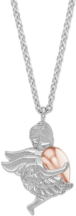 Kette mit Anhänger ENGELSRUFER "Schutzengel", rosa (silberfarben, roségoldfarben), Halsketten, Damen, Silber 925 (Sterlingsilber), L: 50, Kette mit Anhänger