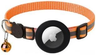 Fusion Finds Peace Of Mind Air Tag Cat Collar With Safety Breakaway Buckle orange