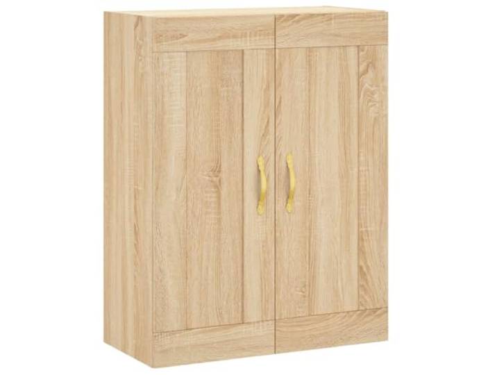 Wandschrank Sonoma-Eiche 69,5x34x90 cm Holzwerkstoff 3 Fächer mit Türen, Türgriffe aus Eisen, Wandmontage, auch als Highboard nutzbar