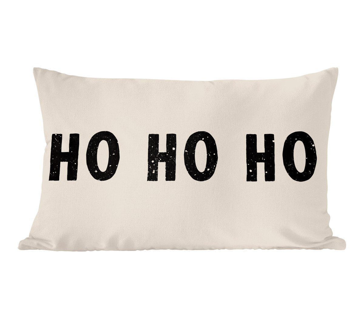 Beige Kerstmis Sierkussen met Ho ho ho en Kerstman tekst - 60 x 40 cm