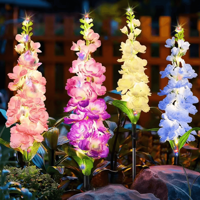Inspire Curations Solar Hyacinth Flower Light Outdoor Garden Lawn Decor rgb white