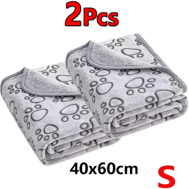 Inspire Picks CozyPaws Fluffy Pet Blanket Set Soft Paw Print Dog & Cat Blanket (2PCS) 2pcs Gray s