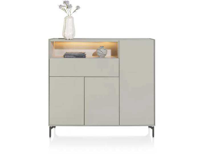 Xooon Noon Highboard 148 cm 3-türen/LED Silk Grey