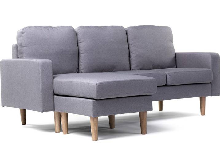 Ecksofa reversibel aus Stoff \ Gabby\ - 3-Sitzer - Hellgrau