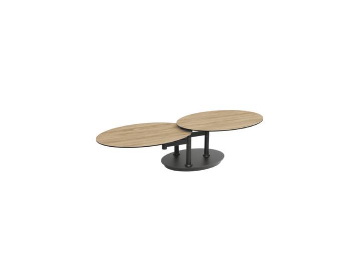 Ausziehbarer, flexibler Design Keramik Couchtisch „Alba Roulette“ Keramik Eiche hell Akante Design