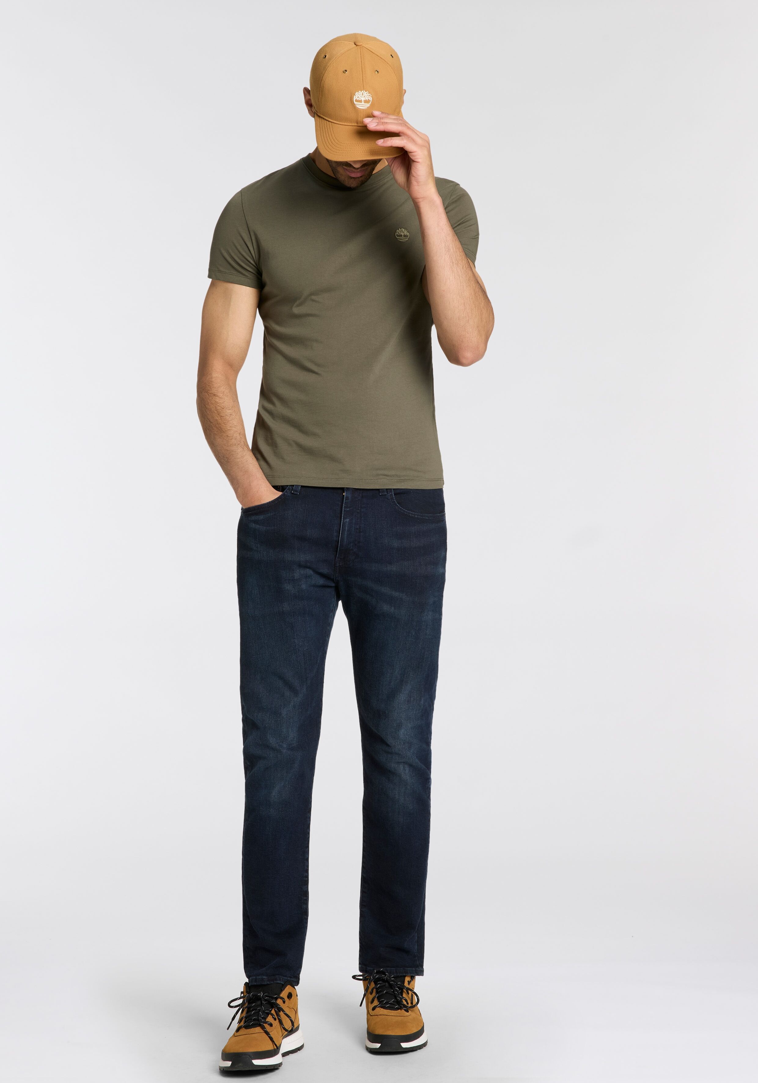 T-Shirt TIMBERLAND "DUNSTAN RIVER Short Sleeve Tee", Herren, Gr. 3XL, grün (khaki), Single Jersey, Obermaterial: 100% Baumwolle, Rundhals, Shirts T-Shirt, mit Logostickerei, aus Baumwolle khaki 3XL