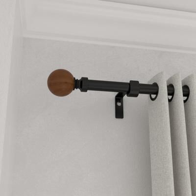 Acroma Adjustable Single Curtain Rod with Globe Ball Finial