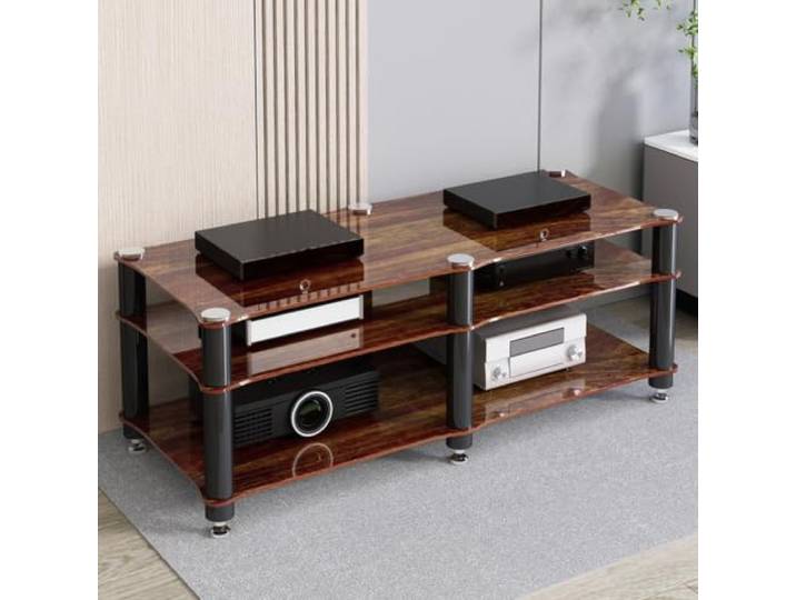 ZSCNYHMT Audio-Rack, Mehrstöckiger Stereo-Schrank Mit Glasböden Stabile unterstützung, vibrationsreduzierende details, für verstärker, player und audiogeräte(C,56cm/22in)