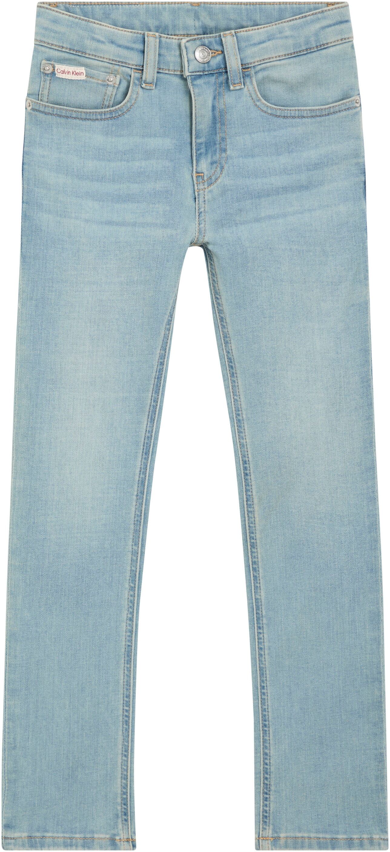 Slim-fit-Jeans CALVIN KLEIN JEANS "ANDREW WASH SLIM", Jungen, Gr. 8 (128), N-Gr, blau (andrew wash), Denim/Jeans, Obermaterial: 100% Baumwolle, unifarben, slim fit lang, Jeans Slim-fit-Jeans, Slim fit für Kinder mit Taschen