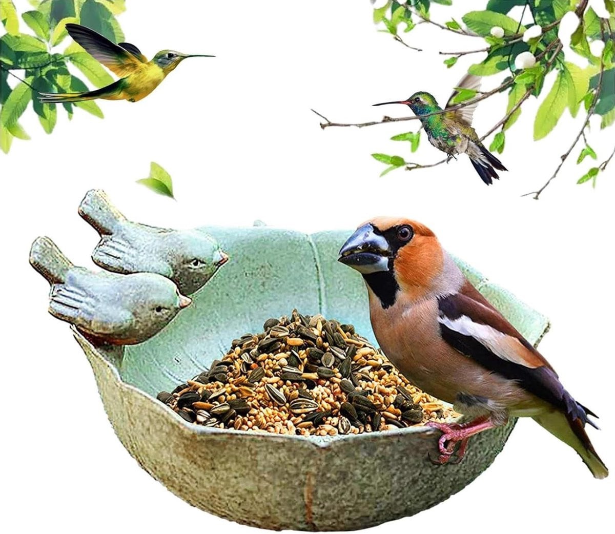 Decoratieve keramieken fruitschaal met vogelsmotief