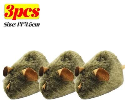 Inspire Essentials WhiskerHunt Plush Mouse Cat Toy Interactive Squeaky Hunting Toy 3pcs