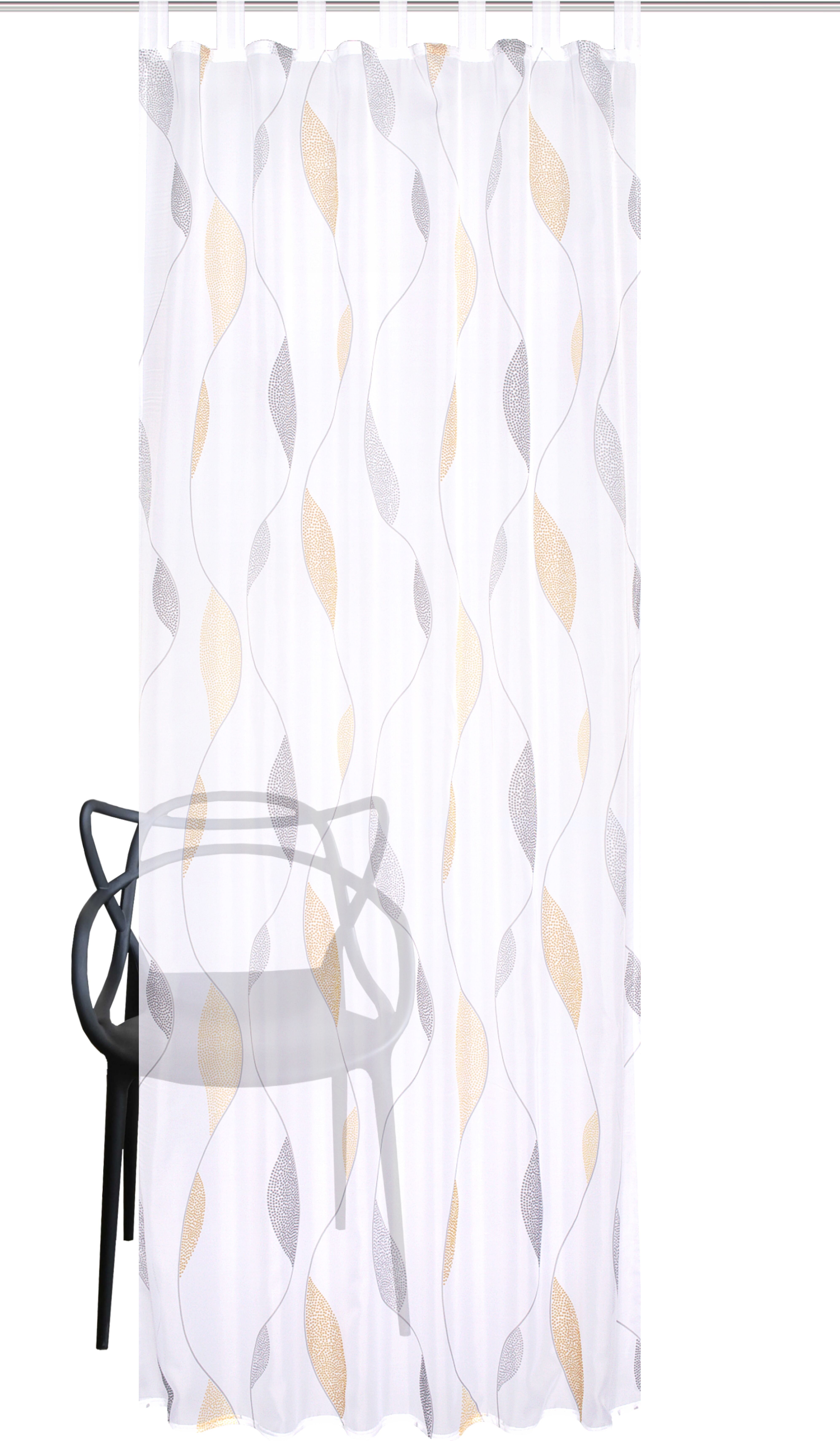 Vorhang HOME WOHNIDEEN "PAOLO" Gr. 4, gelb, B:140cm H:245cm, Voile, Polyester, Gardinen, Vorhang, Schlaufenschal PAOLO bedruckt