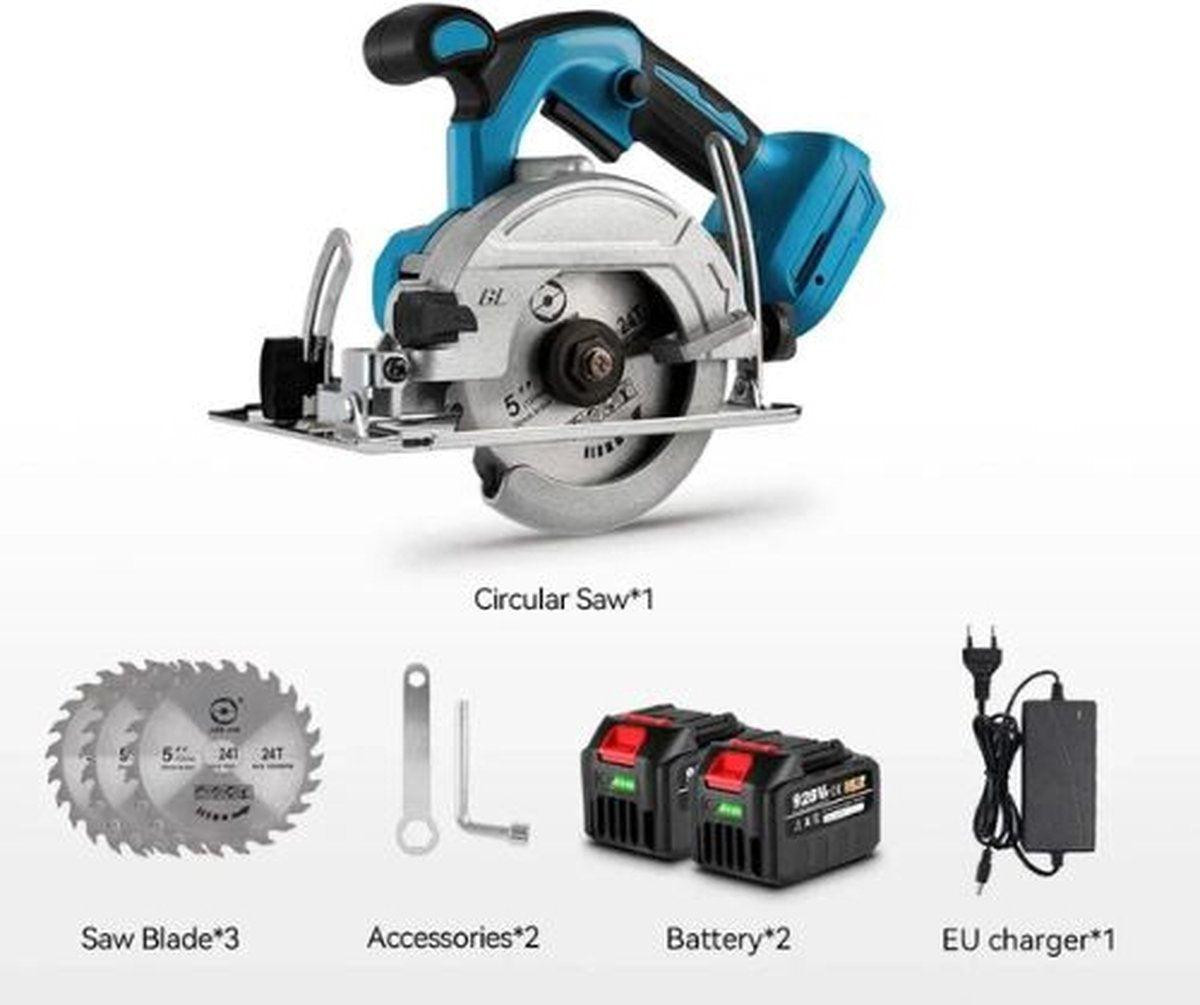 Selius Mini Elektrische Cirkelzaag Draadloos met 2x Accu en 11000Rpm