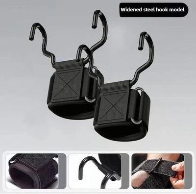 Uplifted Finds Weight Lifting Hook Grips With Wrist Wraps For Gym And Pull Ups widen Black 2 Pcs