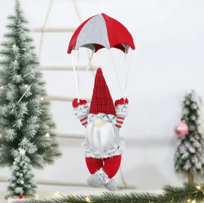 Inspire Picks Fun Santa Parachute Christmas Decoration Parachuting Santa Window Ornament red