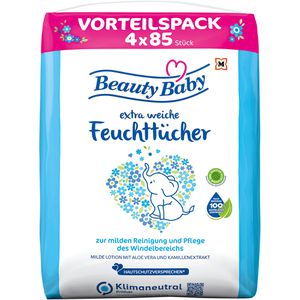 Beauty-Baby Feuchttücher Extra Weich, 340 Tücher, parfümiert, je 85 Stück, 4 Pack
