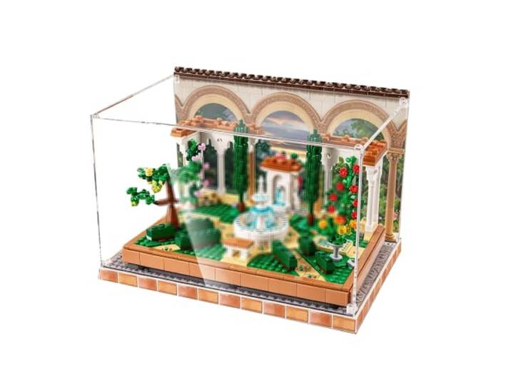 Vitrine Kompatibel mit Le-go 10359 Spanischen Brunnen Garten Sets Staubdichte Vitrine Box Home Storage, kompatibel mit Le-go 10359 Spanischer Brunnengarten (nur Box)