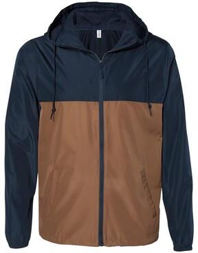 Independent Trading Co. EXP54LWZ Men's Lightweight Windbreaker Full-Zip Jacket in Classic Navy Blue/Saddle size 3XL   Polyester
