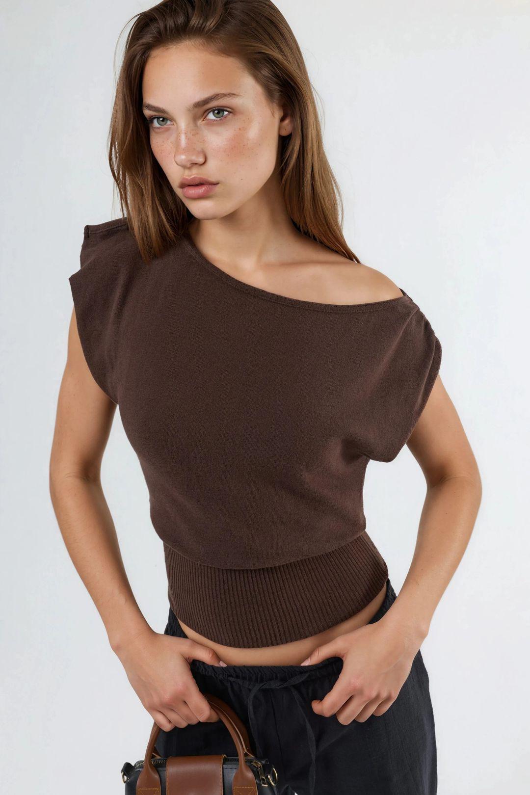 Bootnek Geribbelde Blouse