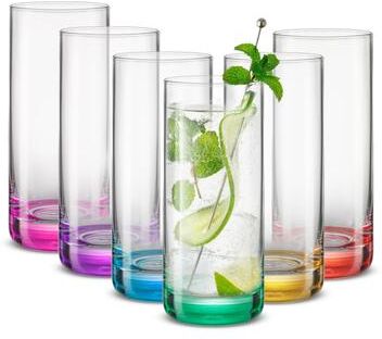 JoyJolt Hue Colored Highball Drinking Glasses - 13 oz - Set of 6 - 13 oz