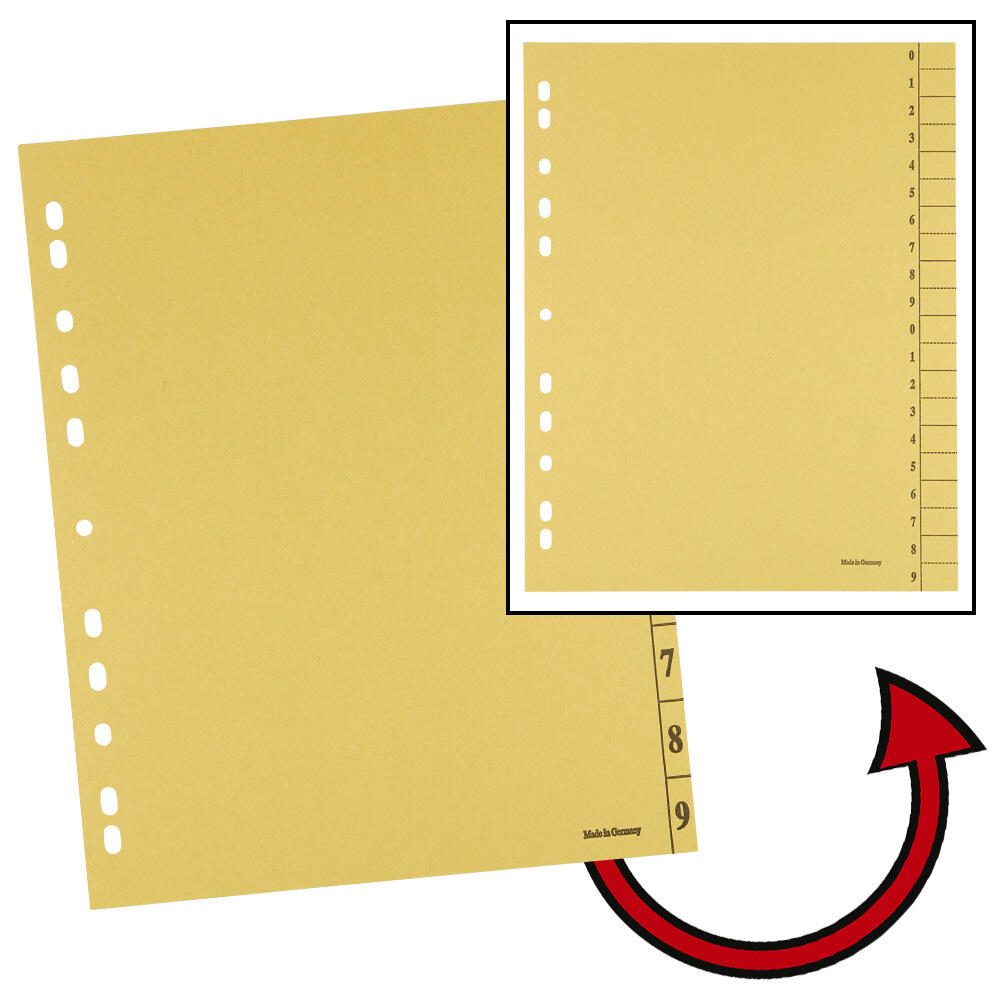 neutral Trennblätter DIN A4 0-9 gelb, 250 g/qm, 100 St. 9511102100BP
