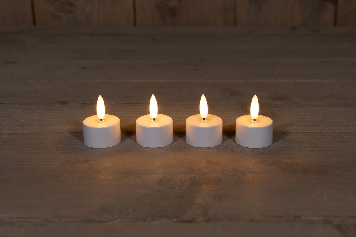 Anna's Collection Extension Set 4 3D Wick Induc Rechargeable White Tealight
