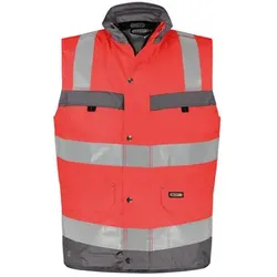 Bilbao Warnschutz Weste, neonrot/zementgrau, Größe 2XL - rot - 2XL