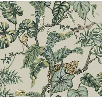Ronald Redding Jungle Cat Beige Wallpaper