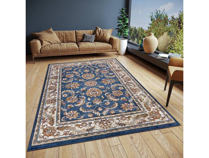 Tapis oriental Reni Bleu/Bleu foncé 160 x 235cm Face avant : polypropylène Revers : jute / Polypropylène